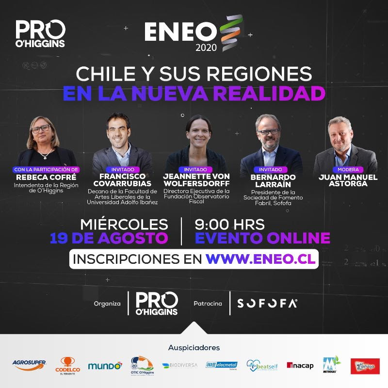 CHILE Y SUS REGIONES EN LA NUEVA REALIDAD SERÁ EL TEMA DEL PRÓXIMO ENCUENTRO DE ENEO 2020