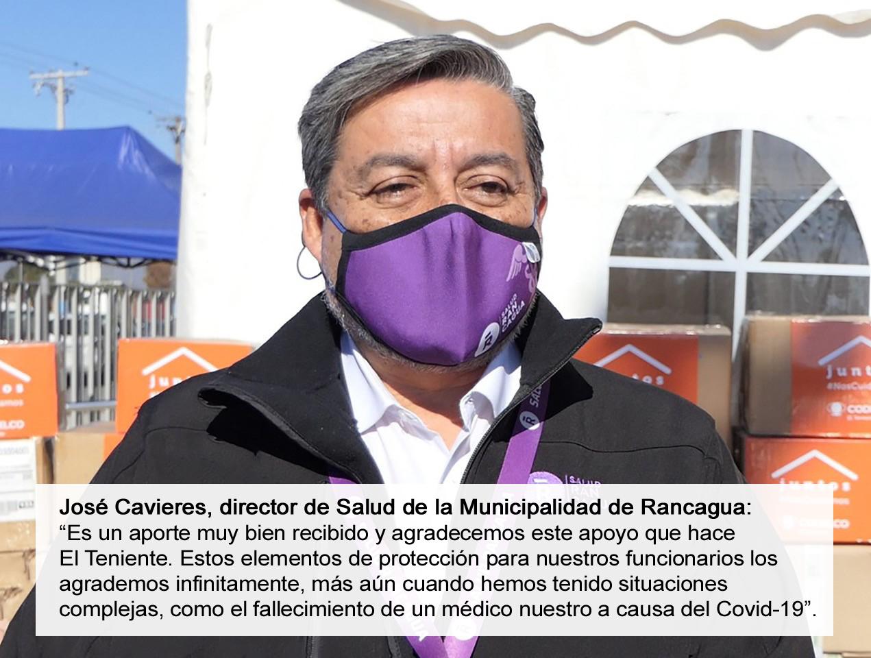 El Teniente entrega insumos de protección para trabajadores de la salud de Rancagua José Cavieres director de Salud