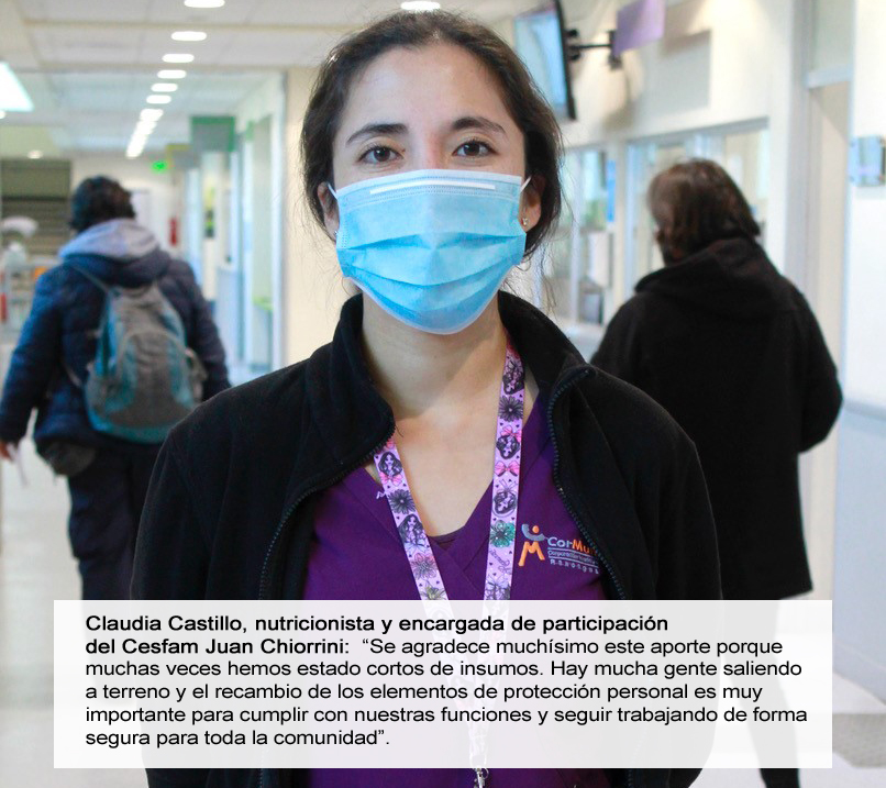 El Teniente entrega insumos de protección para trabajadores de la salud de Rancagua Claudia Castillo nutricionista