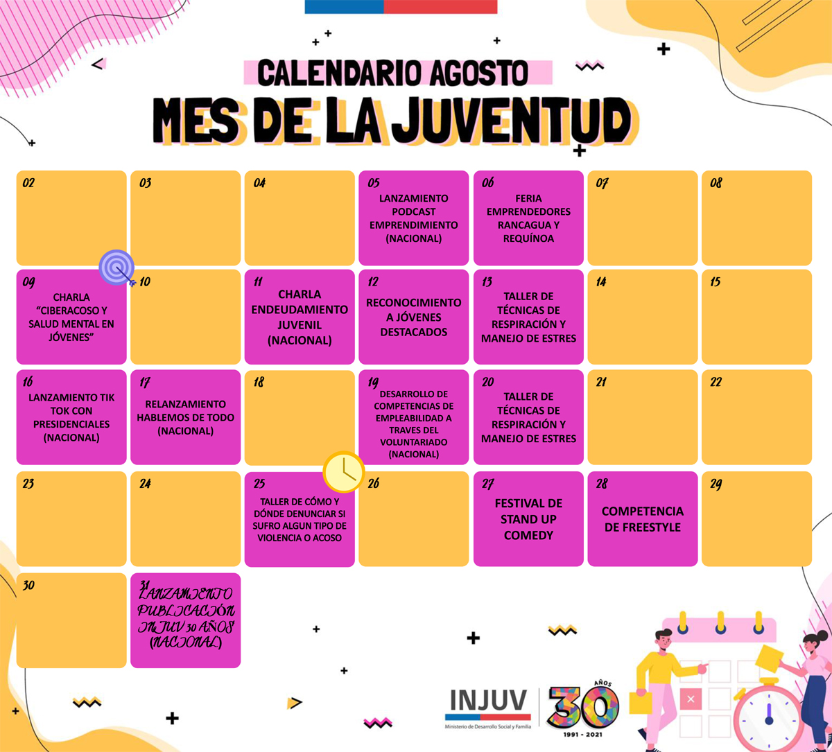 INJUV PREPARA DIVERSAS ACTIVIDADES PARA CELEBRAR EL MES DE LA JUVENTUD Calendario OHIGGINS copy