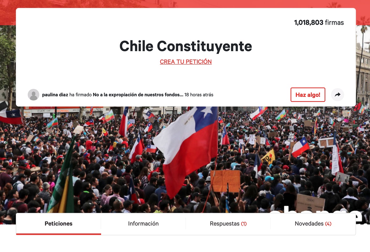 MÁS DE 1 MILLÓN DE FIRMAS Y 38 PETICIONES PARA LAS Y LOS CONSTITUYENTES
