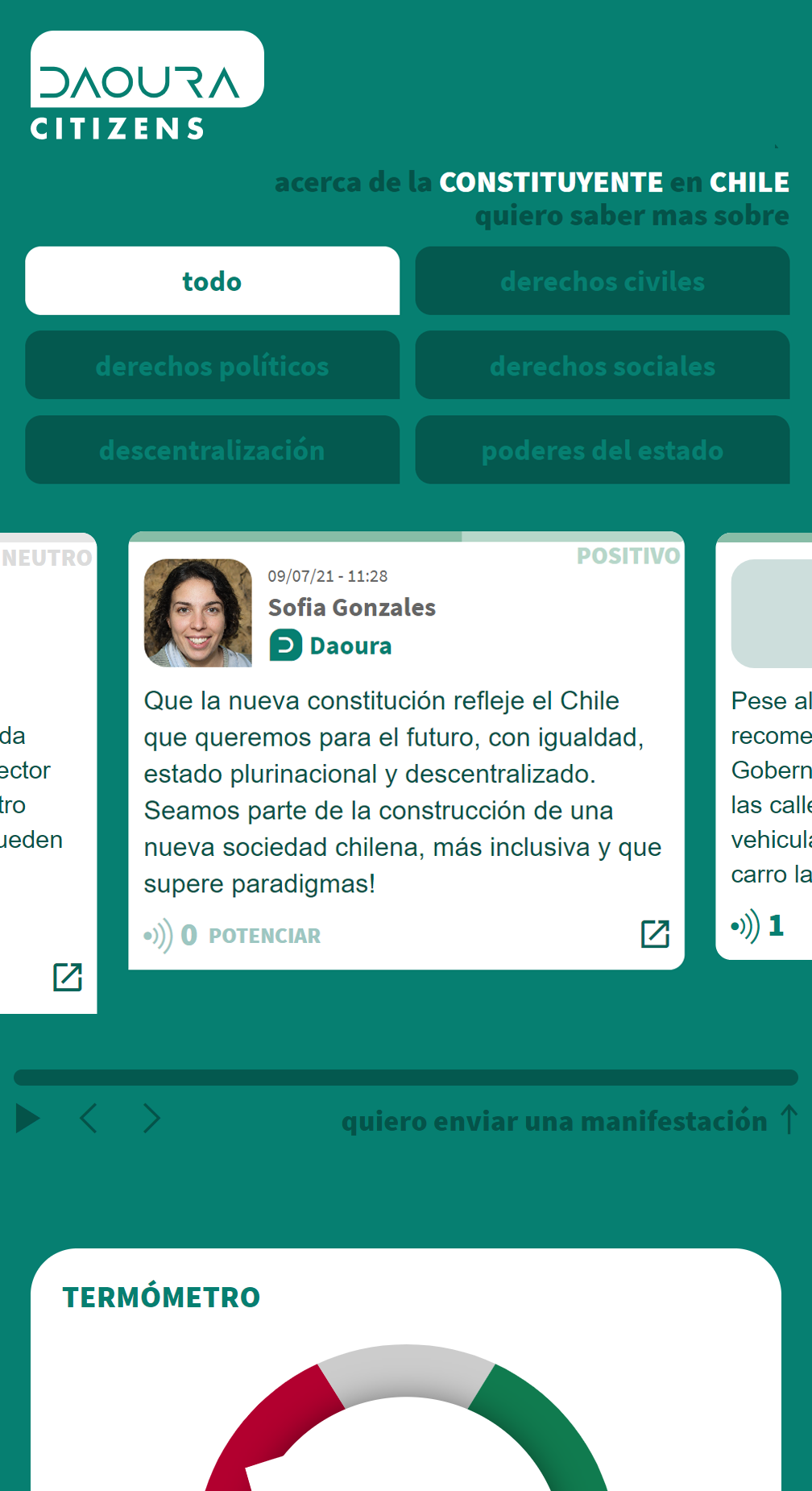 Plataforma gratuita de interacción ciudadana promueve debate digital sobre la nueva constitución daoura citizens screenshot 01