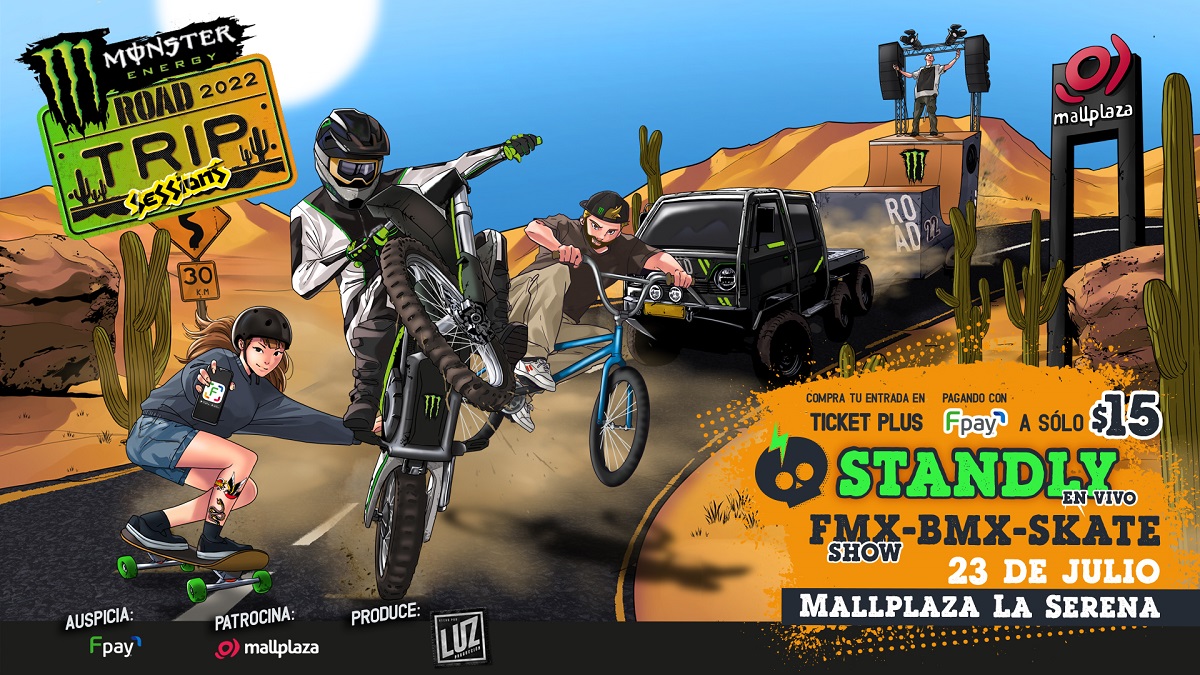 Lo mejor para cerrar las vacaciones de invierno a solo 15 Standly y los deportes extremos se toman La Serena Monster Energy Road Trip Sessions La Serena Afiche oficial