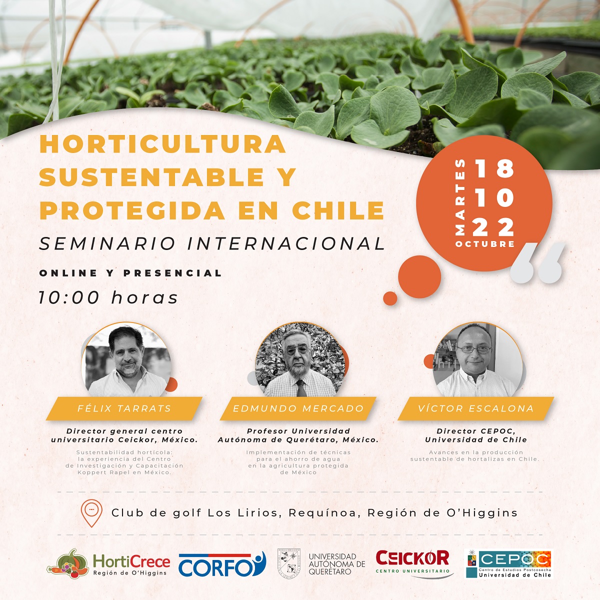 EXPERTOS DE CHILE Y MÉXICO ABORDARÁN LA AGRICULTURA PROTEGIDA EN SEMINARIO INTERNACIONAL DE OHIGGINS HORTICRECE