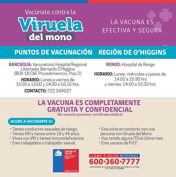 AMPLÍAN PUNTOS DE VACUNACIÓN CONTRA VIRUELA DEL MONO EN OHIGGINS 2