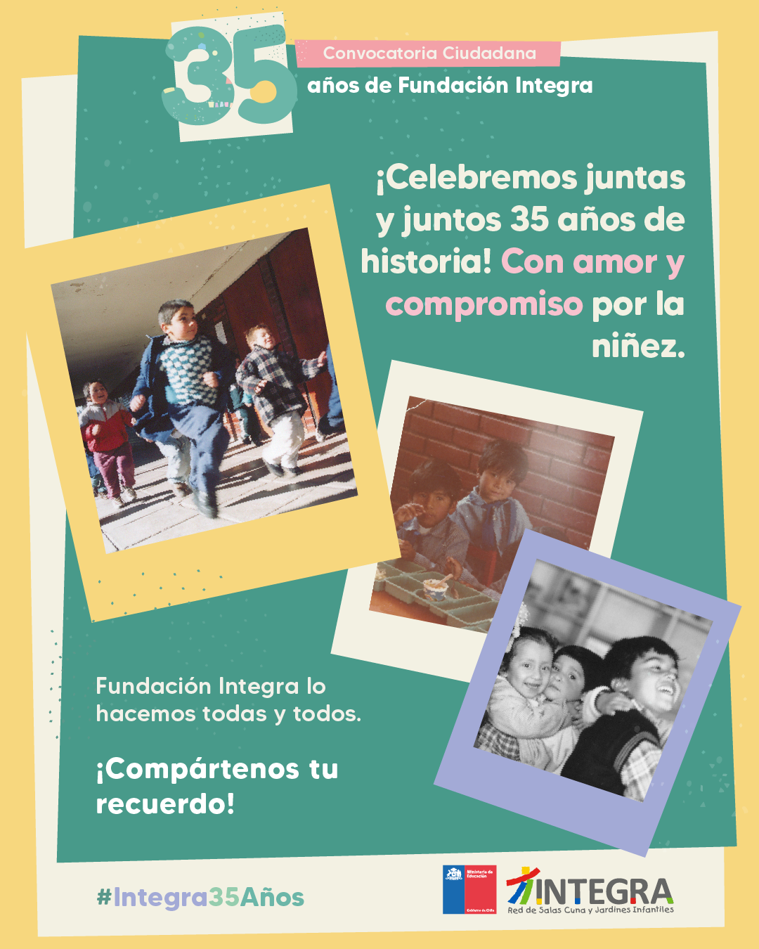 35 AÑOS DE HISTORIA Y COMPROMISO CON LA NIÑEZ FUNDACIÓN INTEGRA ABRE CONVOCATORIA PARA RECORRER SU LEGADO EN FOTOS 35anÞos fotograficos test1