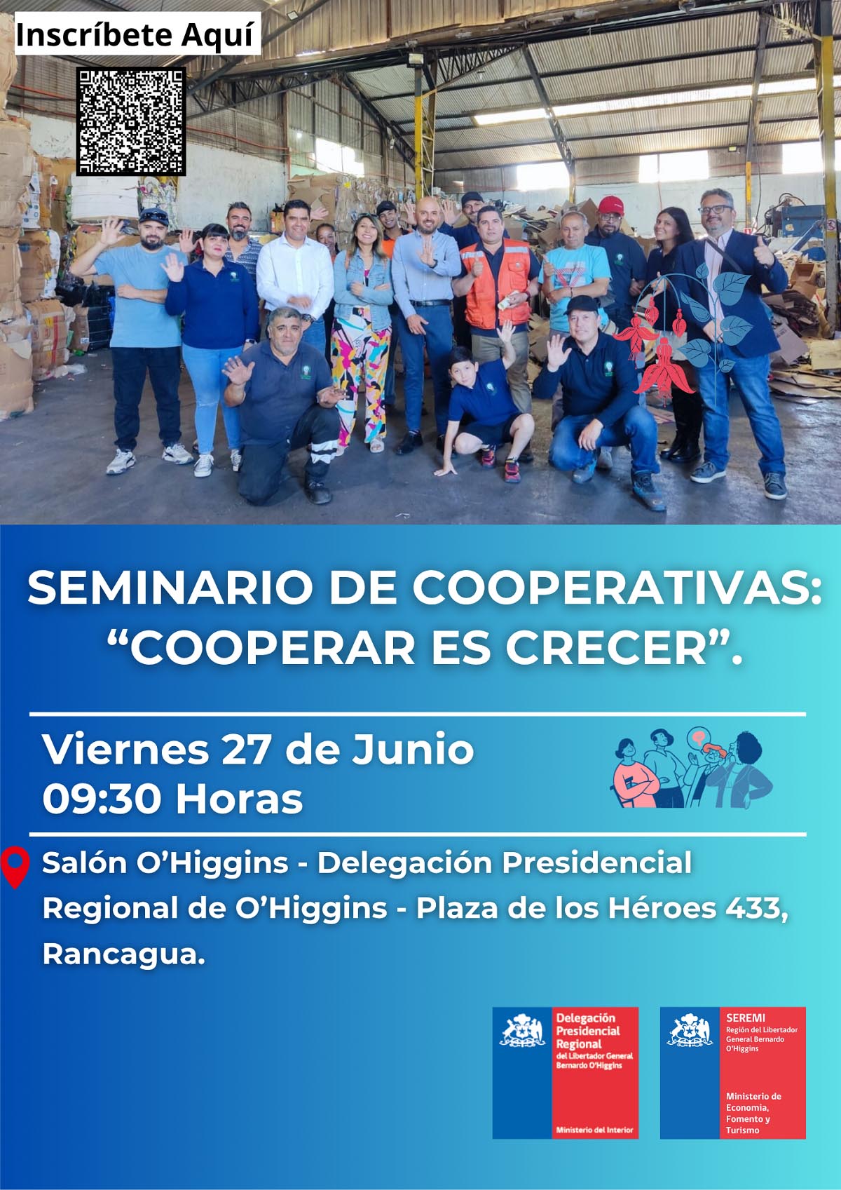 EREMI DE ECONOMÍA DE OHIGGINS INVITA AL SEMINARIO DE COOPERATIVAS COOPERAR ES CRECER
